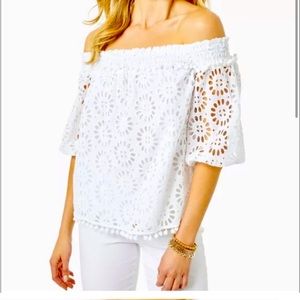 NWOT Lilly Pulitzer Raylee eyelet off the shoulder top